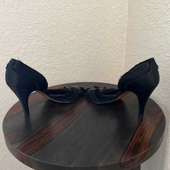 Pedro Garcia Black High Heel with Raw Edges & Jewel Trim - Picture 6 of 10